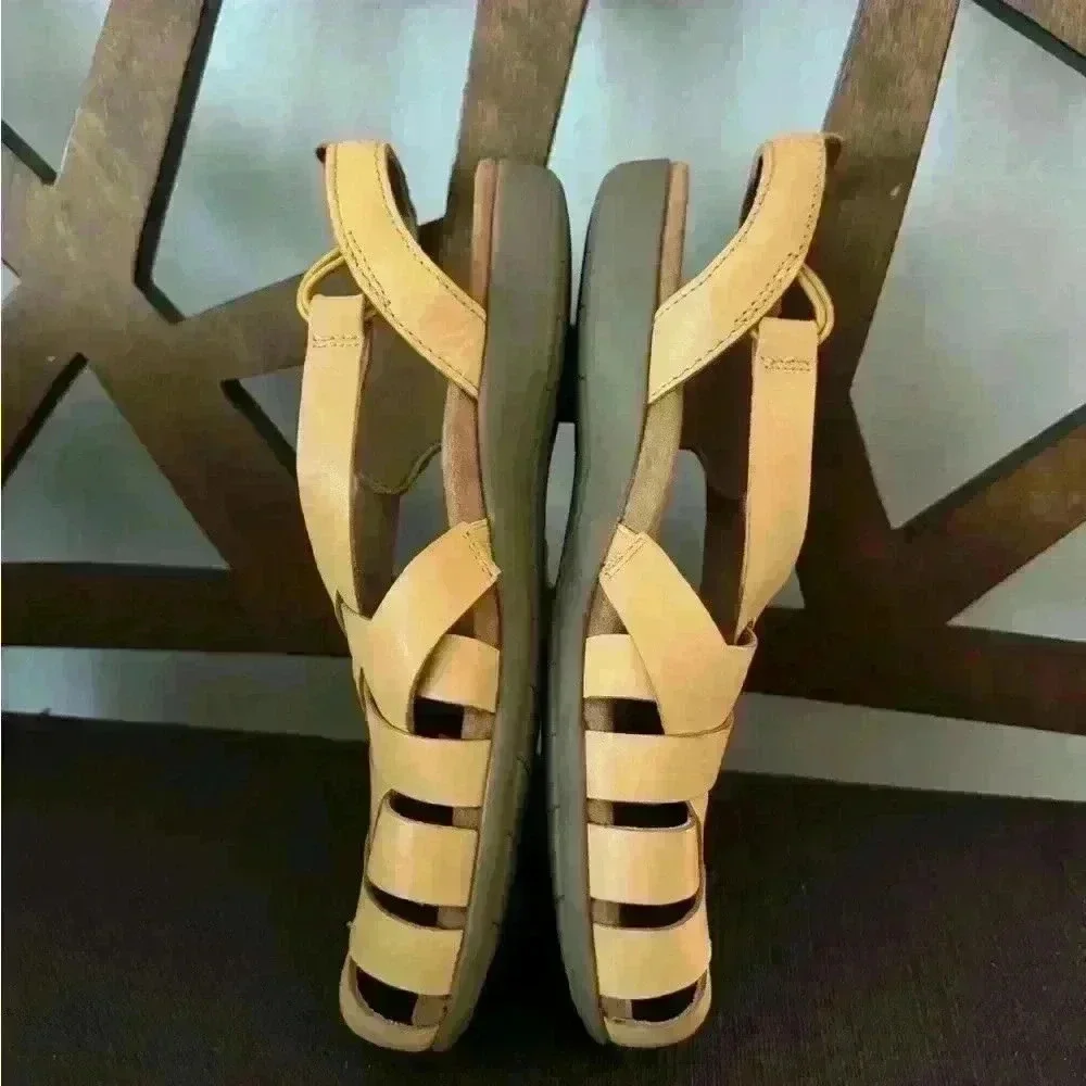 Earth Belita Sandals Women's 8M Yellow Leather Slingback Fisherman never wore